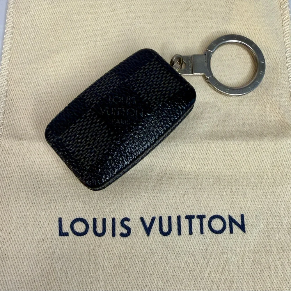 Louis Vuitton Damier Graphite Push Button Flashlight Keychain | Authentic